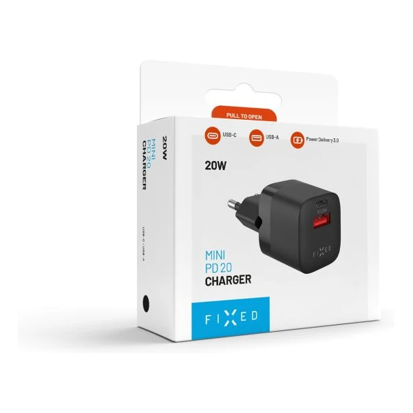 FIXED Mini nabíjačka s USB-C a USB-A výstupom PD 20W a QC 3.0 čierna - Nabíjačky - Obrázok 355a7854a02b4fee80d71dbd31c15f16