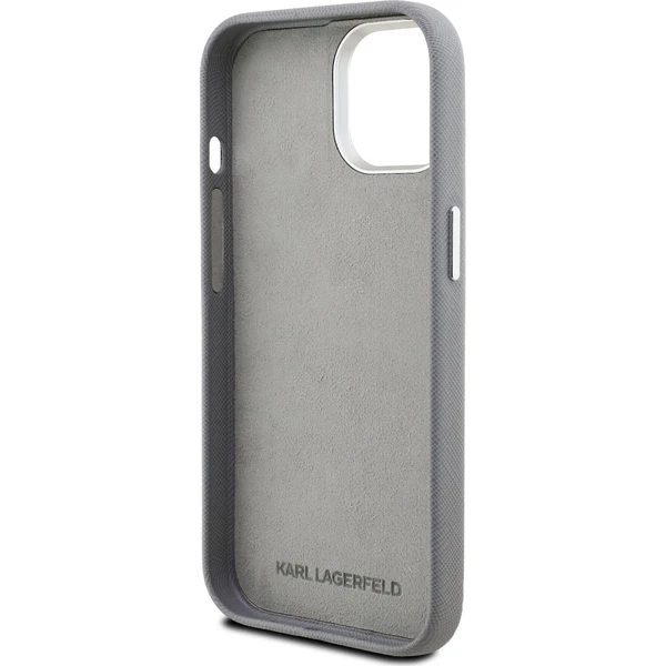Karl Lagerfeld Grained PU K&CH Heads kryt iPhone 15 sivý - Puzdra - Obrázok 35664c209f794249a0c039d2acd1cd21
