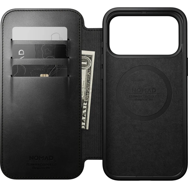 Nomad Modern Leather Folio (Horween) MagSafe kožené pouzdro iPhone 18 Pro Max Black - Puzdra - Obrázok 35679346184141aab04b0bd5f2ba9aa4