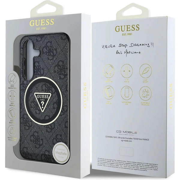 Guess IML 4G Glitter a Triangle Logo MagSafe kryt Samsung Galaxy S25+ čierny - Puzdra - Obrázok 356c1d71a22043c7ab9045a7293c7ca5