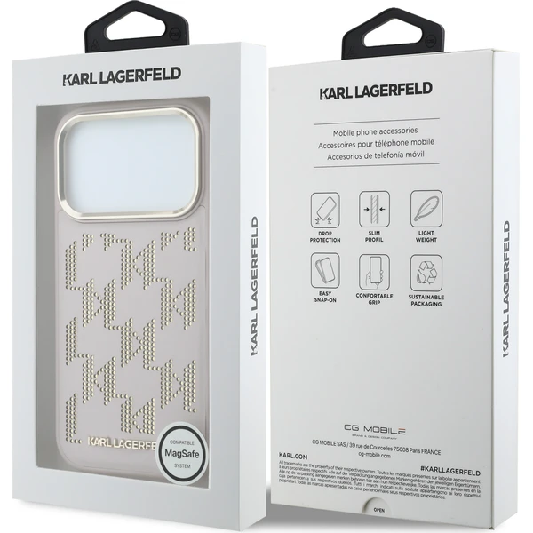 Karl Lagerfeld PU Perforated Monogram MagSafe Zadný Kryt pre iPhone 17 Pro Max Pink - Puzdra - Obrázok 35b42a41e8ea42da84788760ebb673f5