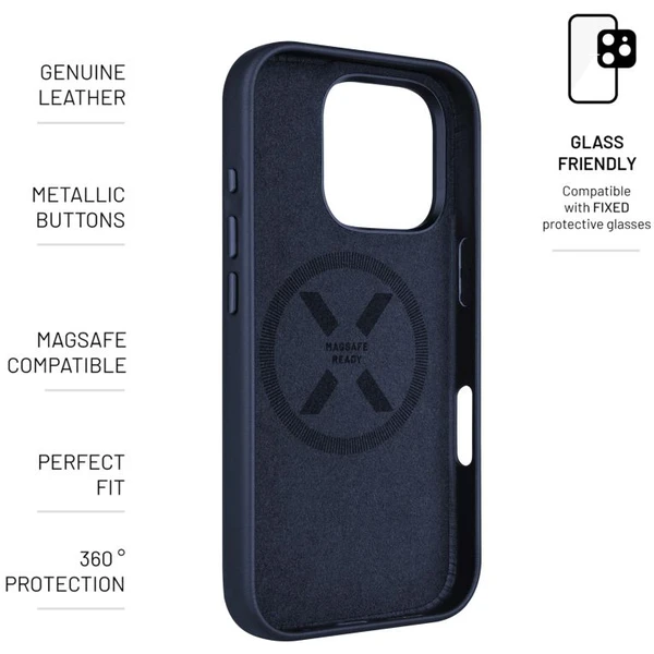 FIXED MagLeather kožený kryt s MagSafe Apple iPhone 16 Pro modrý - Puzdra - Obrázok 35cae86d70534415933ff1289170a226