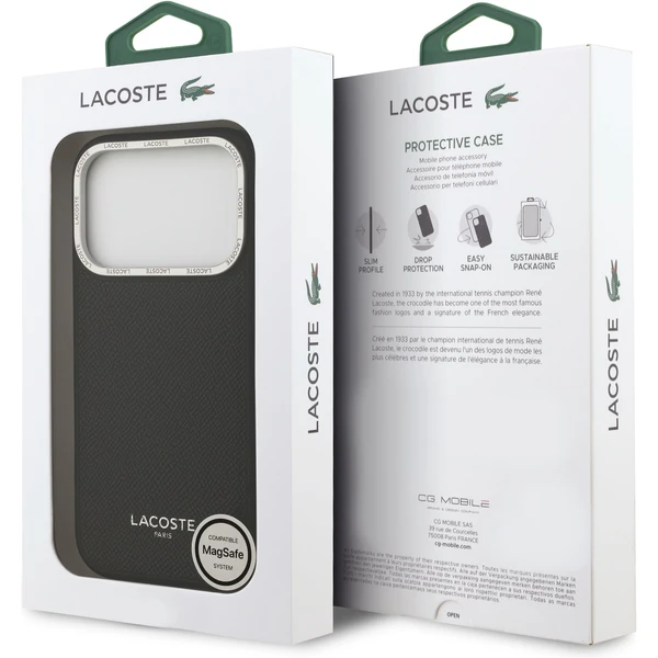Lacoste PU Leather Champs Elysees MagSafe kryt iPhone 17 Pro čierny - Puzdra - Obrázok 362848482859457cb0a1527cd1bb779b