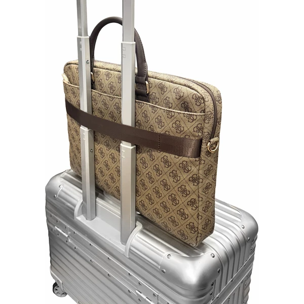 Guess PU 4G Stripe Metal Logo taška na notebook 16" hnědá - Puzdra - Obrázok 36415692eafc4992bcece168aa6658e3
