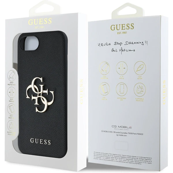Guess PU Grained 4G Metal Logo kryt iPhone 17e/16e čierny - Puzdra - Obrázok 365fa172262c479d8a992d2fbb7d4330