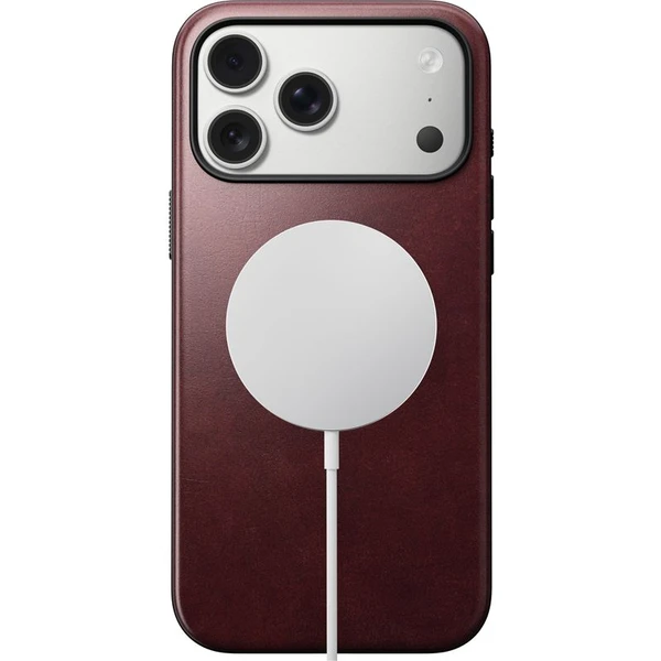 Nomad Modern Leather Case (Horween) MagSafe kožený kryt iPhone 17 Pro Max Burgundy - Puzdra - Obrázok 3690258216fe4913b540d1dbabeef00a