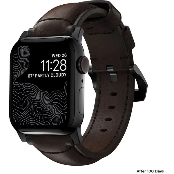 Nomad Traditional kožený remienok Apple Watch Ultra (49mm) 8/7 (45mm)/6/SE/5/4 hnedý/čierne pracky - Remienky - Obrázok 3690abfb87f34925b0c234b40e855c85