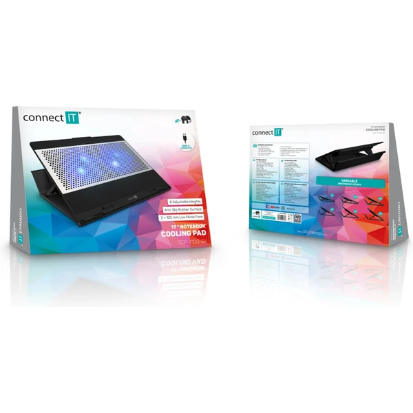 CONNECT IT FrostBlast chladiaca podložka pod notebook s modrým podsvietením čierna - Chladiace podložky - Obrázok 36N0000P01