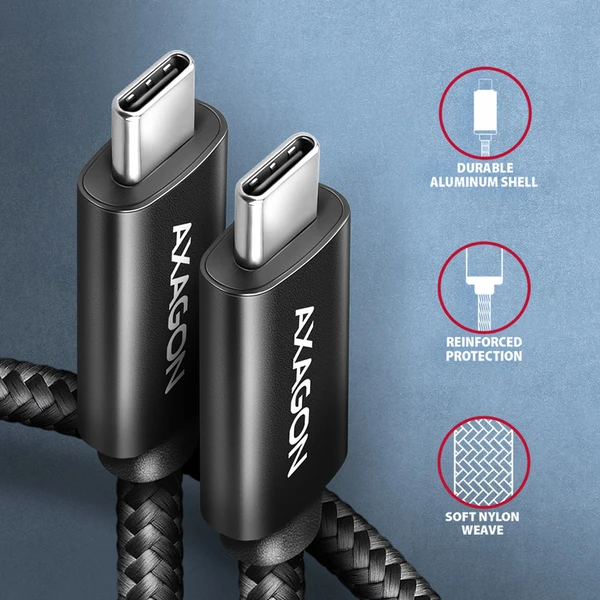AXAGON BUCM2-CM10AB USB-C/USB-C napájací kábel 240W 1m čierny - Káble a redukcie - Obrázok 36O0000J01