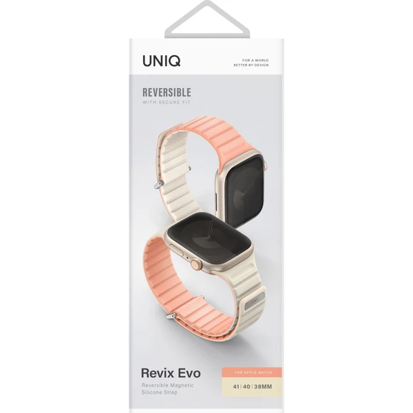 UNIQ Revix Evo obojstranný remienok Apple Watch 42/41/40/38mm (ružový/krémový) - Remienky - Obrázok 36O5000O01