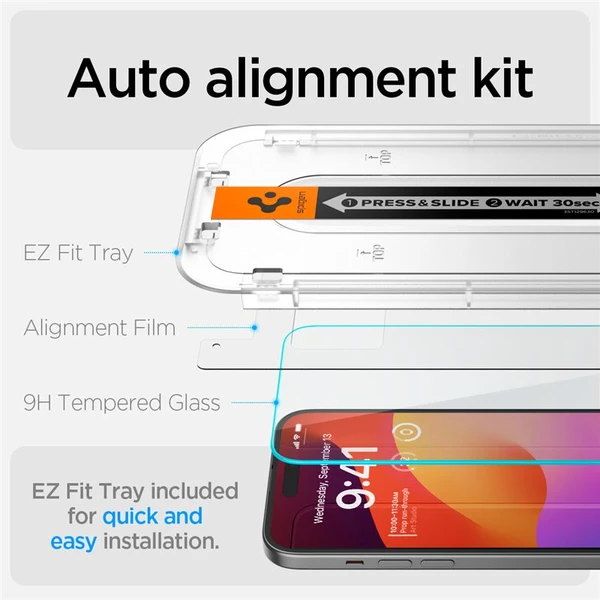 Spigen Glass tR EZ Fit tvrdené sklo iPhone 16/15 číre (2 ks) - Ochranné fólie a sklo - Obrázok 36U8000601
