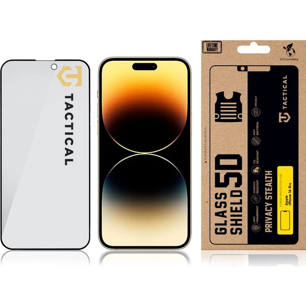 Tactical Glass Shield Privacy Stealth 5D sklo Apple iPhone 14 Pro čierne - Ochranné fólie a sklo - Obrázok 36b652508f054e54906be4d5156ba097
