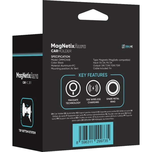OBAL:ME MagNetix Aura Bezdrôtový nabíjací držiak do auta 15W čierny - Držiaky - Obrázok 36c182c2143246069d43309f9d3c5b68