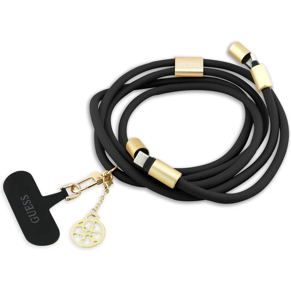 Guess Crossbody popruh 4G Charm s nabíjacím káblom USB-C/USB-C čierny - Popruhy a crossbody - Hlavný obrázok