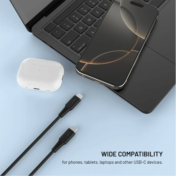 FIXED Liquid silicone USB-C/USB-C napájací kábel 60W 0,3m čierny - Káble a redukcie - Obrázok 36efb914ade24de19a614bf7a86a83ee