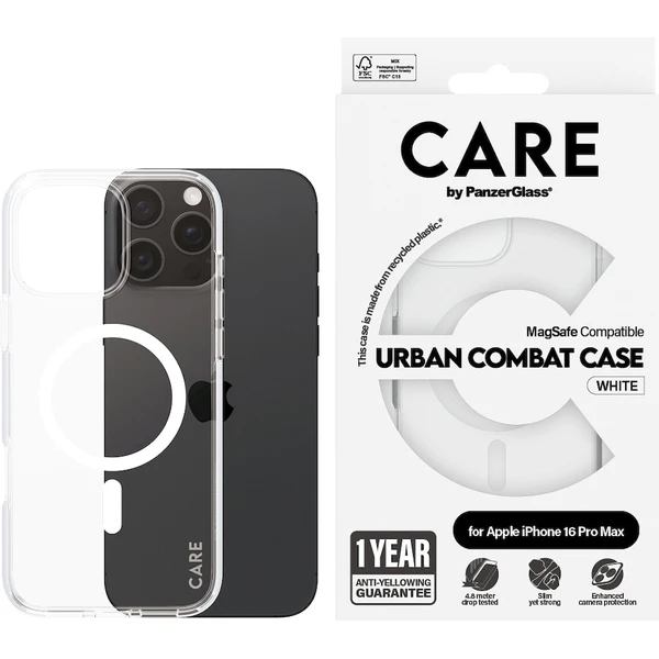 PanzerGlass® CARE kryt Apple iPhone 16 Pro Max MagSafe Urban Combat číry/biely - Puzdra - Obrázok 3708000P01