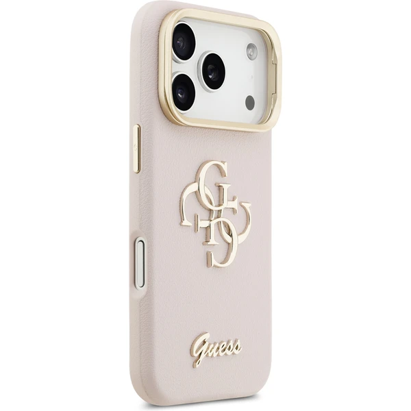 Guess PU Grained 4G Logo Stand Camera Frame kryt iPhone 17 Pro ružový - Puzdra - Obrázok 3714340ab588407785df0e7ef33d5ed7