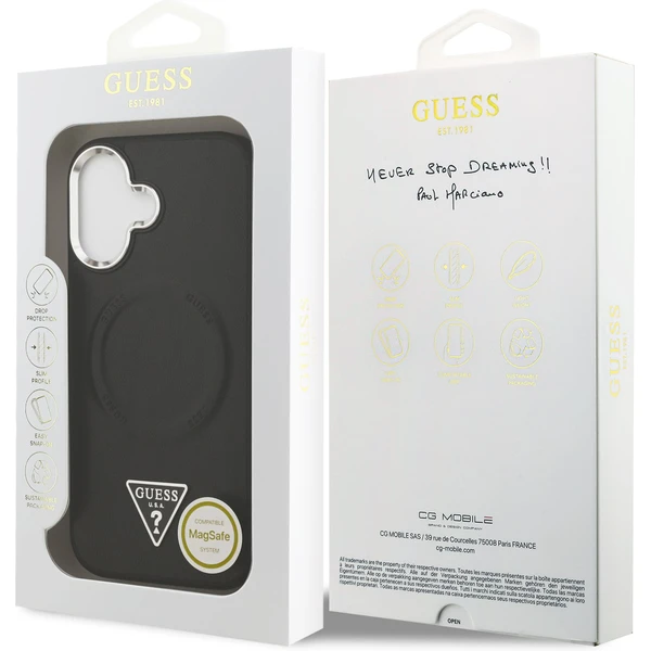 Guess PU Leather Triangle Logo MagSafe kryt iPhone 17 čierny - Puzdra - Obrázok 37298bfc32884b1ab434d0fe33041c21