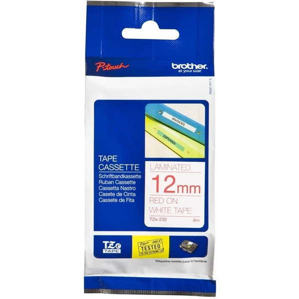 Brother TZe-232 páska červená na bielom 12 mm - Pásky pre štítkovače - Hlavný obrázok