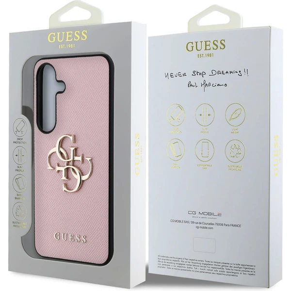 Guess PU Grained 4G Metal Logo kryt Samsung Galaxy S25 ružový - Puzdra - Obrázok 379f3a4237c044fca8ff75257a52239c