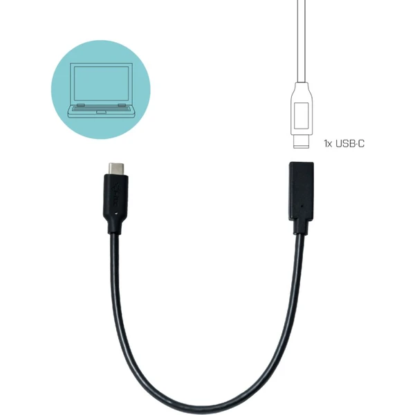 i-tec USB-C/USB-C predlžovací kábel 4K 60W 0,3m čierny - Káble a redukcie - Obrázok 37SWE00101