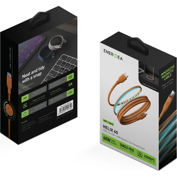 ENERGEA Helix 60W USB-C magnetický kábel (480Mbps), 1,5 m, oranžový - Káble a redukcie - Obrázok 37d9e6bb4ed5451bbd3812c22329ddcf