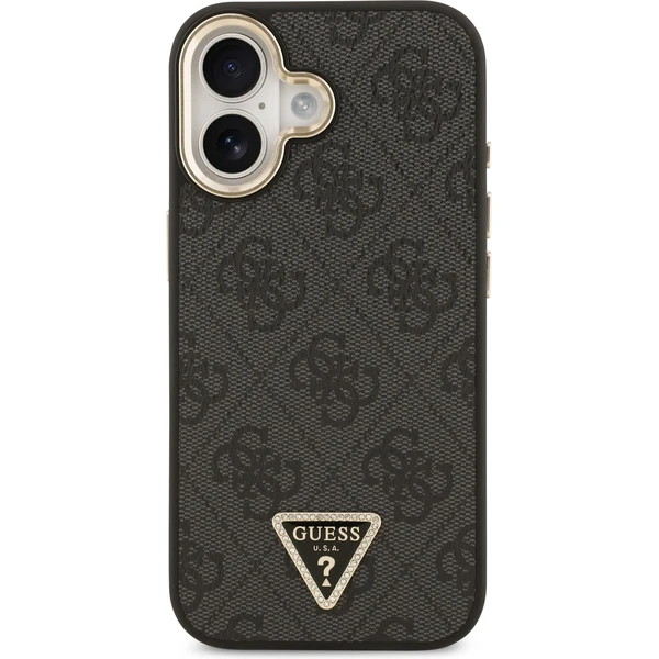 Guess PU Leather 4G Triangle Logo Gold Frame MagSafe kryt iPhone 17 čierny - Puzdra - Obrázok 37f091a7044a4259828222046796bff2
