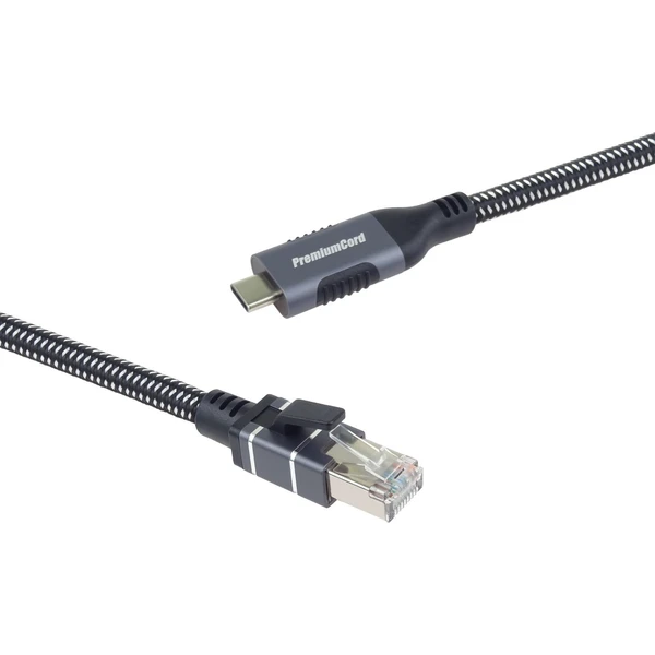 PremiumCord USB-C/RJ45 Cat6 sieťový kábel 1m čierny/biely - Káble a redukcie - Obrázok 380385df5c2e4f2cb18cdde666e94bac