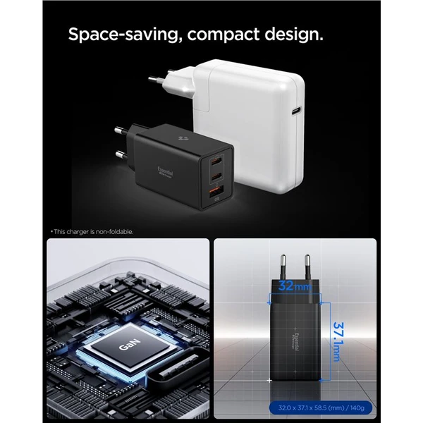 Spigen Essential 67W USB-C/USB-A nabíjačka (EE673EU) čierna - Nabíjačky - Obrázok 38632d5c1206482c9930ec5075e83de2