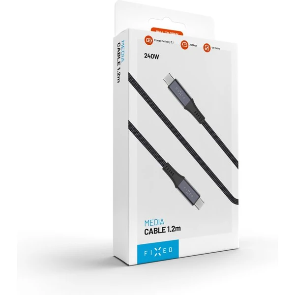 FIXED Multimediálny kábel USB-C napájací a dátový kábel 4K/60Hz, 20Gbps, 240W, 1,2m sivý - Káble a redukcie - Obrázok 388ea6f7f5f549c885e4e06b820005ff