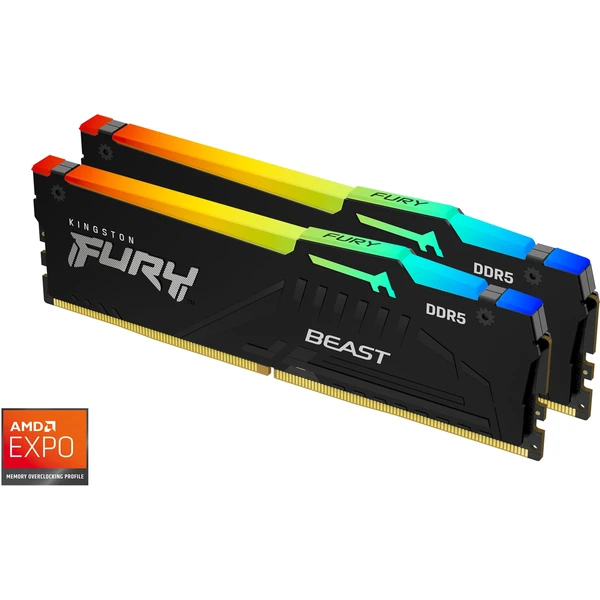 Kingston FURY Beast Black RGB DDR5 16GB 6000MT/s CL36 DIMM (2x8GB) EXPO/XMP - Operačné pamäte - Hlavný obrázok