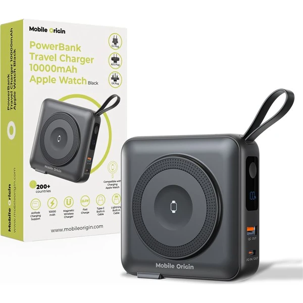 Mobilná externá batéria a cestovná nabíjačka, kábel Lightning/USB-C, MagSafe čierna - Powerbanky - Hlavný obrázok