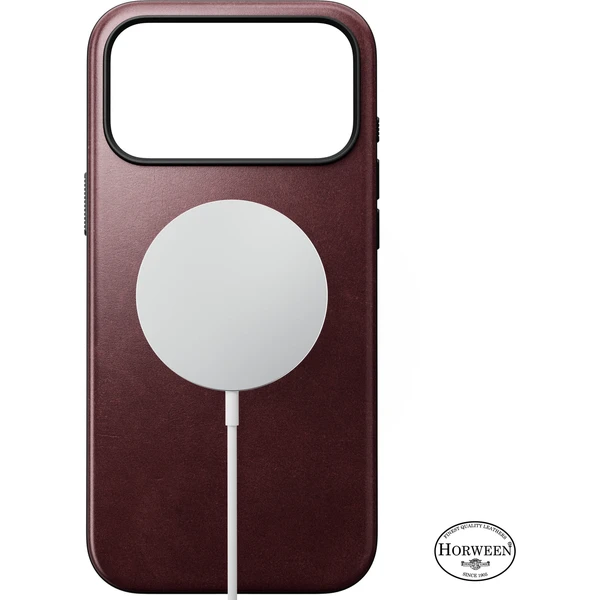 Nomad Modern Leather (Horween) MagSafe kožený kryt iPhone 18 Pro Max Burgundy - Puzdra - Obrázok 396468252f874d3caa1d3e3d6ede920a