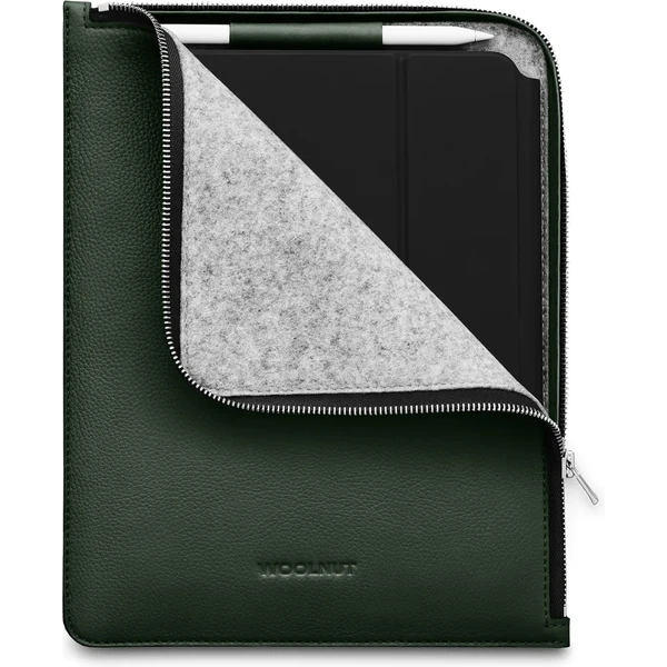 Woolnut kožené puzdro Folio na iPad Pro 11"/iPad Air 11" tmavozelené - Puzdra - Hlavný obrázok