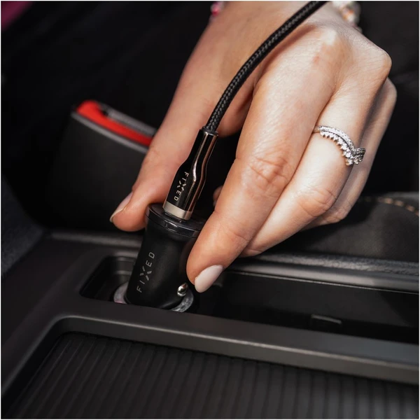 FIXED autonabíjačka s USB-C a USB výstupom a podporou PD, 20W čierna - Nabíjačky - Obrázok 39O2000P01