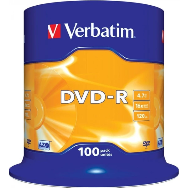 VERBATIM DVD-R(100 ks)Spindle/General Retail/16x/4.7GB - Optické disky - Hlavný obrázok