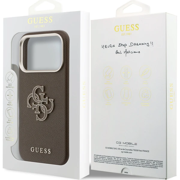 Guess PU Resin Logo kryt iPhone 17 Pro Max hnedý - Puzdra - Obrázok 39adff590ff7430c86f249005451d644