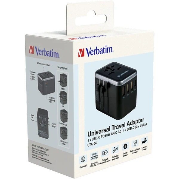 VERBATIM Universal Travel Adapter UTA-04 Cestovný adaptér - Zásuvky - Obrázok 3A53000O01