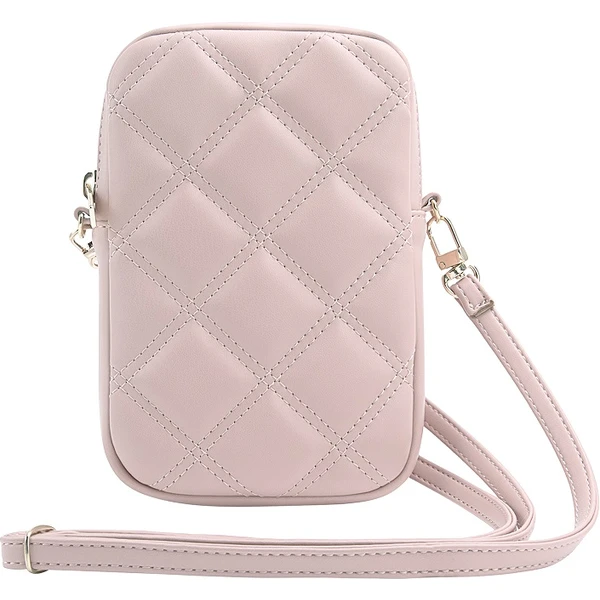 Guess PU Quilted 4G Metal Logo Wallet Phone Bag Zipper ružový - Popruhy a crossbody - Obrázok 3A82000N01