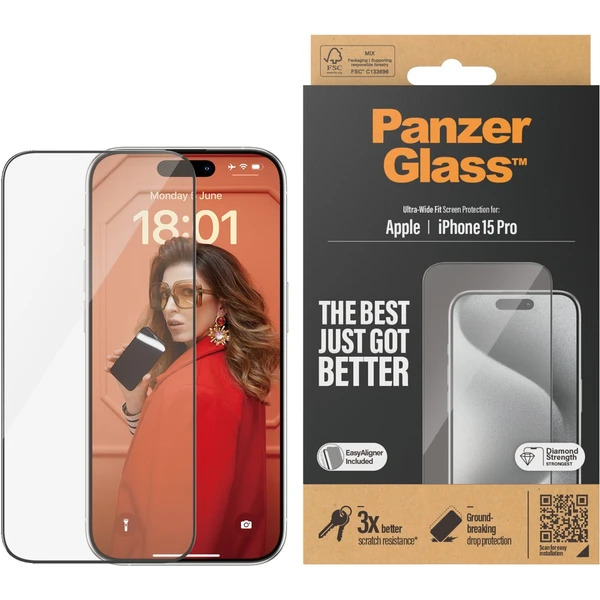 PanzerGlass Ultra-Wide Fit ochranné sklo Apple iPhone 15 Pro - Ochranné fólie a sklo - Obrázok 3ATS100501