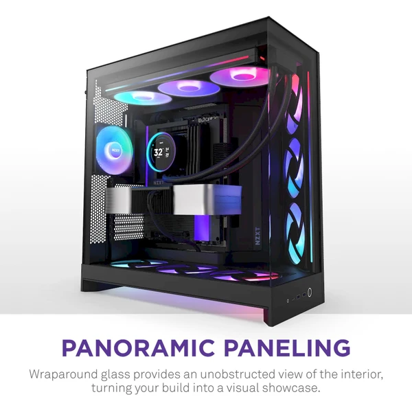 NZXT H9 Flow RGB+ čierna - Počítačové skrine - Obrázok 3B7K000K01