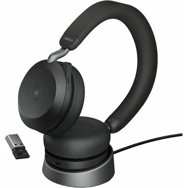 Jabra Evolve2 75 USB-A MS Teams s nabíjacím stojanom čierna - Slúchadlá - Hlavný obrázok