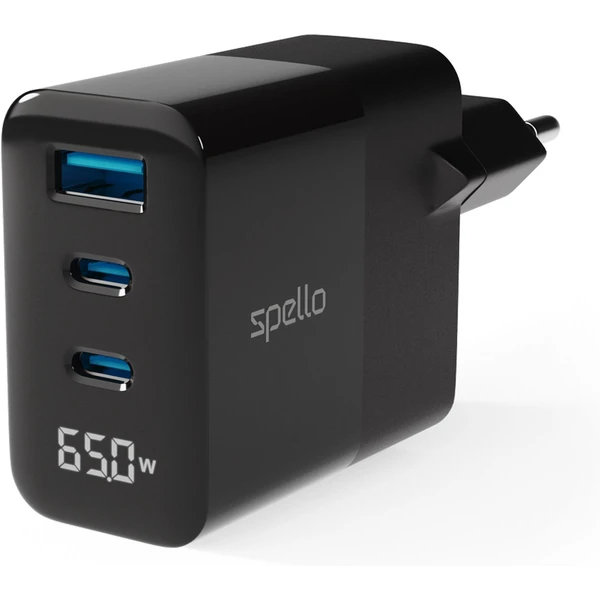 Spello ForceBoost Display GaN 65W nabíjací adaptér čierny - Nabíjačky - Obrázok 3BIE000O01