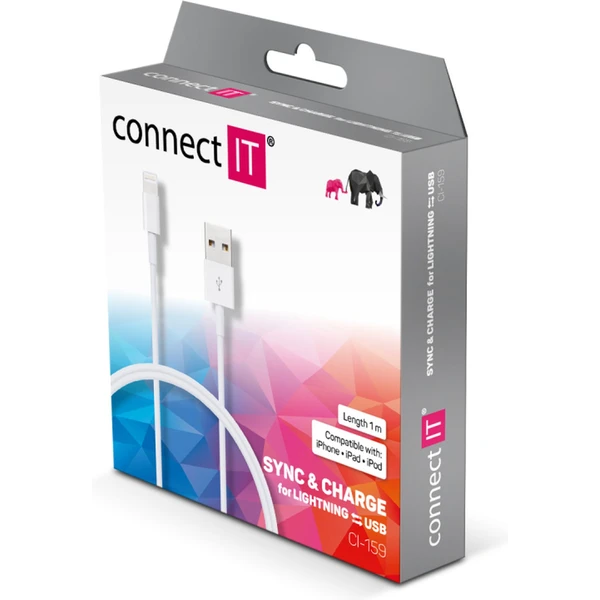 CONNECT IT Wirez USB-A/Lightning napájací kábel 2m biely - Káble a redukcie - Obrázok 3BN0000J01