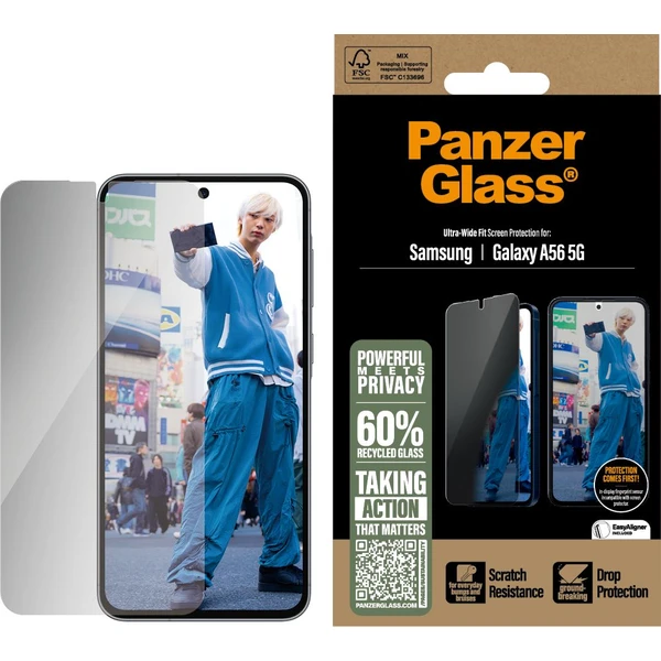 PanzerGlass® Privacy sklo Samsung Galaxy A56 5G s inštalačným rámčekom - Ochranné fólie a sklo - Obrázok 3BUC000K01