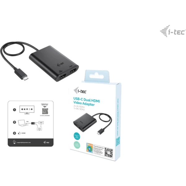 i-tec USB-C/2x HDMI redukcia čierna - Káble a redukcie - Obrázok 3CAS100501