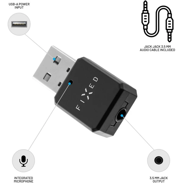 FIXED Signal Bluetooth audio prijímač s mikrofónom, čierny - Sieťové karty - Obrázok 3CSR100501
