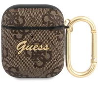 Guess 4G Script PC/PU púzdro pre Airpods 1/2 hnedé - Puzdra