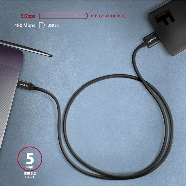 AXAGON MicroUSB-B/USB-C napájací kábel 1m čierny - Káble a redukcie - Obrázok 3ED0700301