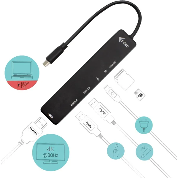 i-tec USB-C Thunderbolt 3 Travel Dock 4K + Power Delivery 60 - Dokovacie stanice - Obrázok 3EIPF00101